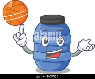 Basket-ball avec grande caricature en plastique transparent pour l'eau Illustration de Vecteur