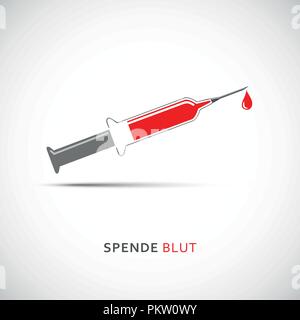 Seringue pour injection et de sang avec une aiguille et d'une goutte de sang illustration vecteur EPS10 Illustration de Vecteur