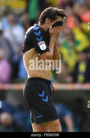 De Middlesbrough George ami déprimé après le match de championnat à Sky Bet Carrow Road, Norwich. Banque D'Images