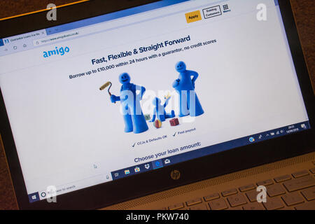 Prêts Amigo site sur un ordinateur portable Banque D'Images