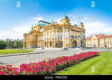 Bâtiment du théâtre national croate de Zagreb, Croatie n Banque D'Images