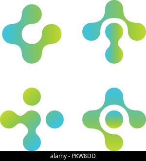 Logo croix ensemble. Forme arrondie plus doux. Symbole de la pharmacie. Vector illustration sur fond blanc. Illustration de Vecteur