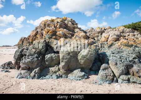 Pillow lava rock formation, Anglesey, Pays de Galles, Royaume-Uni Banque D'Images