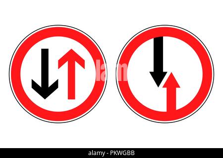 Panneaux route prioritaire ou la circulation en sens inverse Illustration de Vecteur