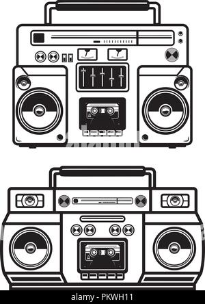 Série d'illustrations de radiocassette sur fond blanc. L'élément de conception de logo, étiquette, emblème, signe, d'un insigne, poster, t shirt. Image vectorielle Illustration de Vecteur