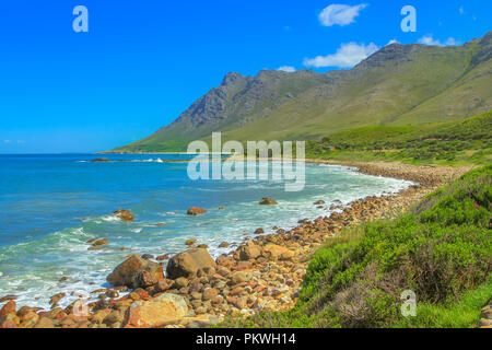 Pringle Bay se trouve dans la Réserve de biosphère de Kogelberg, est une destination populaire pour les lecteurs du dimanche de la ville du Cap. Route 44 Clarence dur ou sur False Bay à Western Cape, Afrique du Sud. Saison d'été Banque D'Images