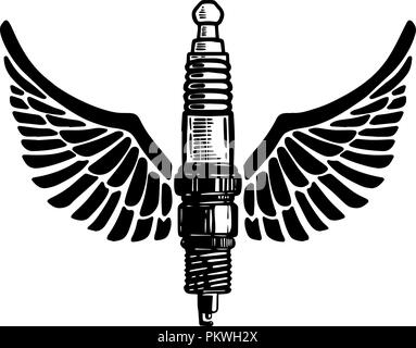 Bougie à la main avec des ailes sur fond blanc. L'élément de conception de logo, étiquette, emblème, signe, poster, t shirt. Image vectorielle Illustration de Vecteur