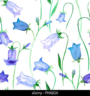 Contexte aquarelle transparente bellflower reproductible sur blanc Banque D'Images