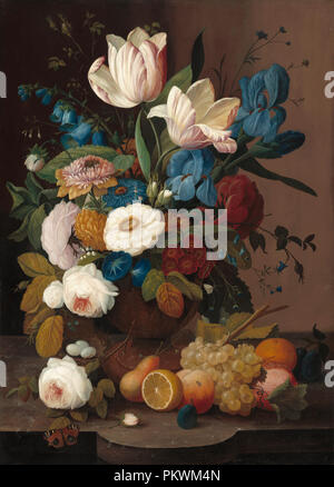 Nature morte, fleurs, et de fruits. En date du : 1848. Dimensions : hors tout : 91,44 × 66,04 cm (36 x 26 in.) Encadré : 108 × 82,6 × 5,7 cm (42 1/2 x 32 1/2 x 2 1/4 in.). Médium : Huile sur toile. Musée : National Gallery of Art, Washington DC. Auteur : Severin Roesen. Banque D'Images