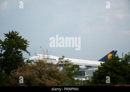 Boeing Lufthansa Technik Museum Speyer au modèle allemand pour les voyageurs et les gens à visiter la ville de Spire le 27 août 2017 dans la région de Rhénanie-Palatinat, Germa Banque D'Images