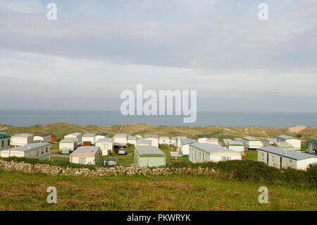 Maisons de vacances et camping de la plage de Hillend Llangennith Rhossili Bay près de sur la péninsule de Gower au Pays de Galles Mai 2006 Banque D'Images