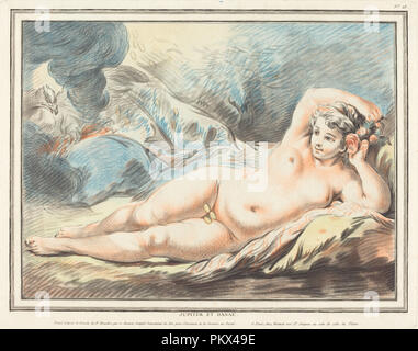 Jupiter et Danaë. En date du : 1774. Dimensions : 34,1 x 41,1 : la plaque (13 cm x 16 7/16 3/16 in.) : feuille 43,5 x 55,7 cm (17 1/8 x 21 15/16 po.). Médium : façon pastel sur papier vergé. Musée : National Gallery of Art, Washington DC. Auteur : Louis-Marin Bonnet après François Boucher. Banque D'Images