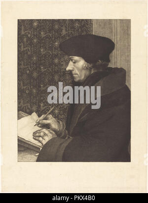 Erasmus. En date du : 1863. Technique : gravure. Musée : National Gallery of Art, Washington DC. Auteur : Félix Bracquemond après Hans Holbein le Jeune. Banque D'Images
