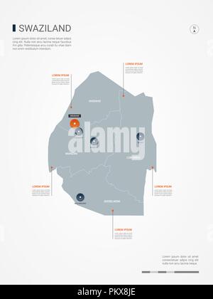 Carte du Swaziland. Frontières du Swaziland pour votre infographie