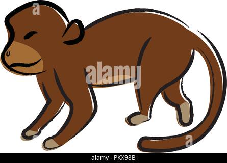Grandes lignes tracer monkey Illustration de Vecteur