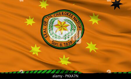 Cherokee Nation drapeau indien, vue rapprochée, 3D Rendering Banque D'Images