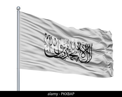Taliban drapeau sur mât, isolé sur fond blanc, 3D Rendering Banque D'Images