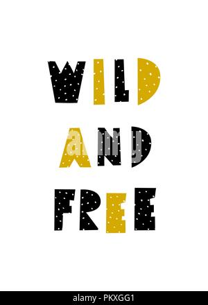 La conception typographique modèle d'affiche en noir et jaune sur fond blanc. Pépinière de style scandinave wall art, format A4, version kids room decor. Illustration de Vecteur