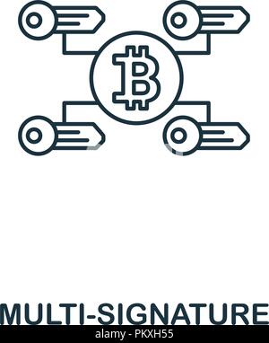 Multi-Signature icône Contour. Design style monochrome de crypto collection numismatique. L'ASSURANCE-CHÔMAGE. Pictogramme simple parfait pixel multi-contour l'icône de signature Illustration de Vecteur