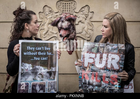 Londres, Royaume-Uni. 15 Septembre, 2018. Anti-Fur protestations sur la Semaine de la mode de Londres. Crédit : Guy Josse/Alamy Live News Banque D'Images