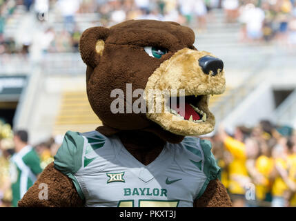 Waco, Texas, USA. 15 Sep, 2018. Baylor Bears mascot avant la NCAA Football match entre le Duc et les Blue Devils Baylor Bears à McLane Stadium à Waco, Texas. Matthew Lynch/CSM/Alamy Live News Banque D'Images