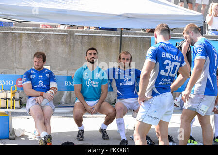 Lamport Stadium à Toronto, Ontario, Canada, le 15 septembre 2018. Les joueurs du Toulouse Olympique de l'ombre du soleil au cours de Toronto Wolfpack v dans le Toulouse Olympique Super 8'S les qualifications. Credit : Touchlinepics/Alamy Live News Banque D'Images