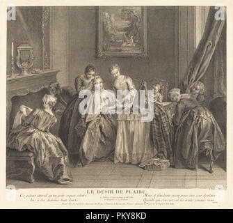 Le désir de plaire. En date du : 1743. Technique : gravure et gravure. Musée : National Gallery of Art, Washington DC. Auteur : Louis de Surugue de surgis après Jean-Baptiste Joseph Pater. Banque D'Images