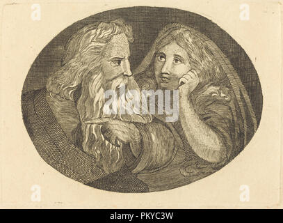 Lear et Cordelia. En date du : probablement c. 1806/1808. Technique : gravure. Musée : National Gallery of Art, Washington DC. Auteur : Thomas Butts, fils de William Blake. Banque D'Images