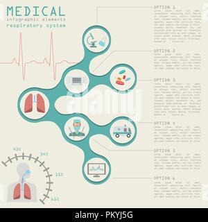 Soins médicaux et de l'infographie, le système respiratoire l'infographie. Vector illustration Illustration de Vecteur