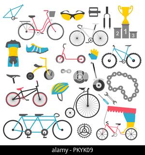 Location icon set. Types de vélo. Vector illustration design plat Illustration de Vecteur