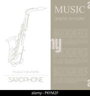 Instruments de musique modèle graphique. Le saxophone. Vector illustration Illustration de Vecteur