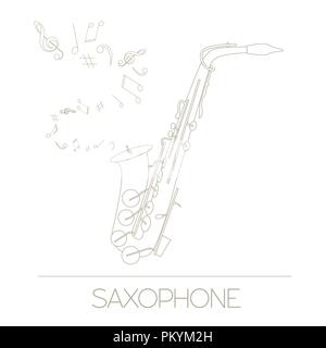 Instruments de musique modèle graphique. Le saxophone. Vector illustration Illustration de Vecteur