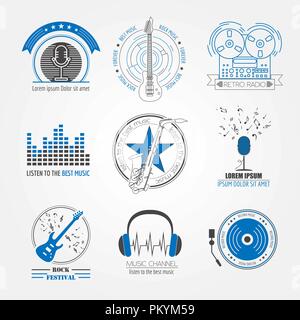 Instruments de musique logos et insignes. Modèle de graphique. Vector illustration Illustration de Vecteur