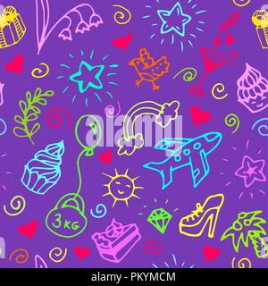 Anniversaire, doodle motif transparent. Illustration de Vecteur