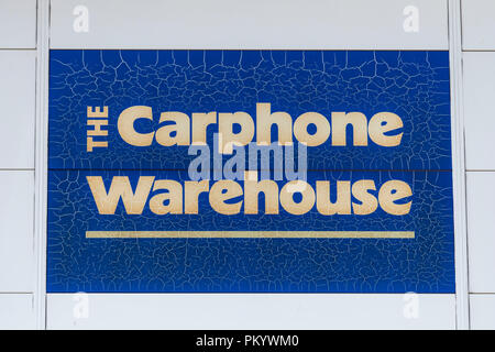 Carphone Warehouse shop logo signe à Cardiff, Pays de Galles, Royaume-Uni. Banque D'Images