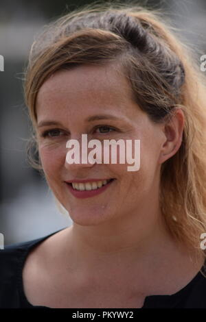 Julie Mahieu, co-créateur et co-auteur de De Dag, un téléfilm qui a remporté le prix de la meilleure fiction européenne à la fiction 2018 de La Rochelle, Banque D'Images