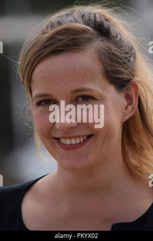 Julie Mahieu, co-créateur et co-auteur de De Dag, un téléfilm qui a remporté le prix de la meilleure fiction européenne à la fiction 2018 de La Rochelle, Banque D'Images