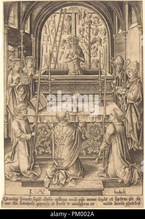 La Messe de Saint Grégoire. En date du : ch. 1480/1485. Technique : gravure. Musée : National Gallery of Art, Washington DC. Auteur : Israhel van Meckenem. Banque D'Images