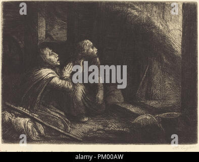 Fire, 3e la plaque (L'incendie). Technique : gravure. Musée : National Gallery of Art, Washington DC. Auteur : Alphonse Legros. Banque D'Images