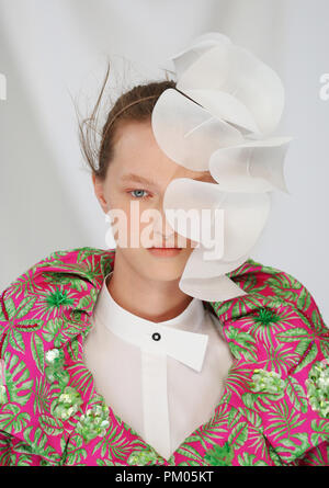 Modèles sur le podium lors de la London Fashion Week Delpozo Septembre 2018 show à RIBA, Londres Banque D'Images