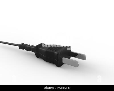 Nous plug style noir isolé sur fond blanc. Banque D'Images