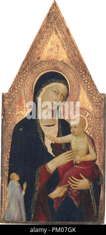 Vierge à l'enfant avec des donateurs. En date du : 1325/1330. Dimensions : surface peinte : 50,8 × 23,5 × 20 cm (9 1/4 in.) total : 51,5 × 24,2 × 0,5 cm (20 1/4 x 9 1/2 x 3/16 in.) Encadré : 70 x 36,2 x 5,1 cm (27 9/16 x 14 1/4 x 2 in.). Medium : Oil on panel. Musée : National Gallery of Art, Washington DC. Auteur : LIPPO MEMMI. Banque D'Images