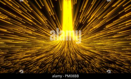 Les particules de fluide avec des sentiers lumineux de l'essaim. 3d illustration. Banque D'Images