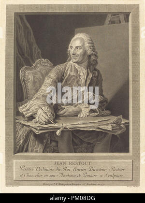 Jean Restout. En date du : 1771. Technique : gravure. Musée : National Gallery of Art, Washington DC. Auteur : Pierre Etienne Moitte après Maurice-Quentin de La Tour. Banque D'Images