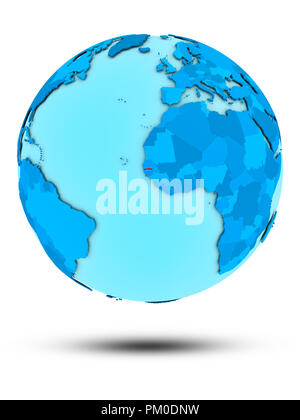 Gambie le globe bleu isolé sur fond blanc. 3D illustration. Banque D'Images