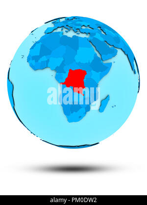 République démocratique du Congo le globe bleu isolé sur fond blanc. 3D illustration. Banque D'Images