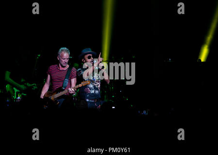 Miami Beach, FL, USA. 15 Sep, 2018. Sting et Shaggy effectuer pendant la tournée 44/876 au Fillmore Miami Beach le 15 septembre 2018 à Miami Beach, Floride. Credit : Mpi140/media/Alamy Punch Live News Banque D'Images