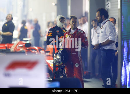 Singapour, Singapour. 16 Sep, 2018. Sport Automobile : Championnat du Monde de Formule 1 de la FIA 2018, Grand Prix de Singapour, # 5 Sebastian Vettel (GER, Scuderia Ferrari), 16.09.2018. Utilisation dans le monde entier | Credit : dpa/Alamy Live News Banque D'Images