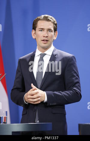 Berlin, Allemagne. 16 septembre 2018. Sebastian Kurz dans la chancellerie. La chancelière Angela Merkel recevra le chancelier autrichien Sebastian Kurz le dimanche soir, le 16 septembre, pour des entretiens politiques à la Chancellerie fédérale. Credit : SAO frappé/Alamy Live News Banque D'Images