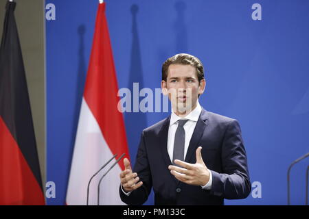 Berlin, Allemagne. 16 septembre 2018. Sebastian Kurz dans la chancellerie. La chancelière Angela Merkel recevra le chancelier autrichien Sebastian Kurz le dimanche soir, le 16 septembre, pour des entretiens politiques à la Chancellerie fédérale. Credit : SAO frappé/Alamy Live News Banque D'Images